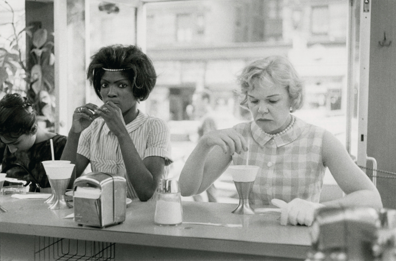 © Bruce Davidson, Time of Change (two women at lunch counter), 1962 Gelatin silver print; printed later, 20 X 24 inches Copyright Bruce Davidson. Courtesy Howard Greenberg Gallery, New York 